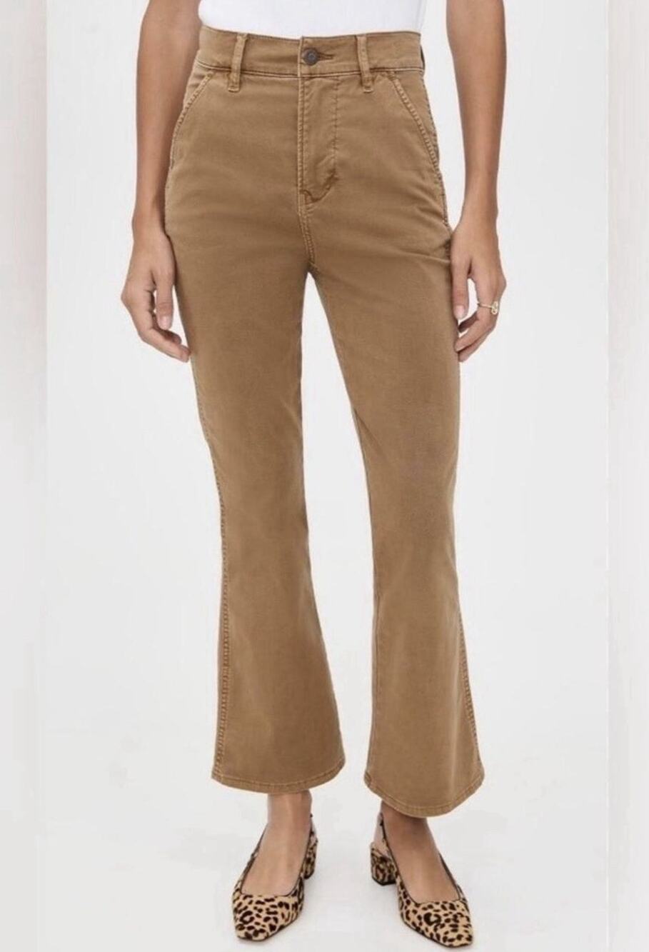 Veronica Beard Carson High Rise Ankle Crop Flare Jean Brown Size 24